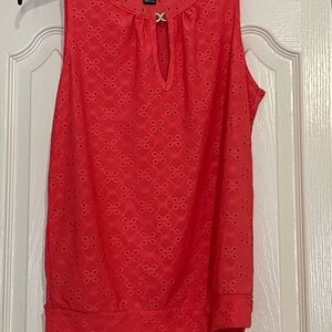 Sleeveless Red Eyelet Top
